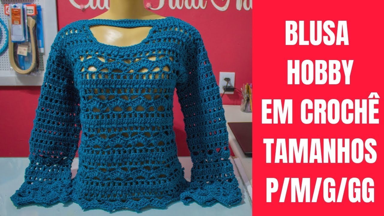 BLUSA ROBBY EM CROCHÊ, EM TAMANHOS P,M,G,GG.