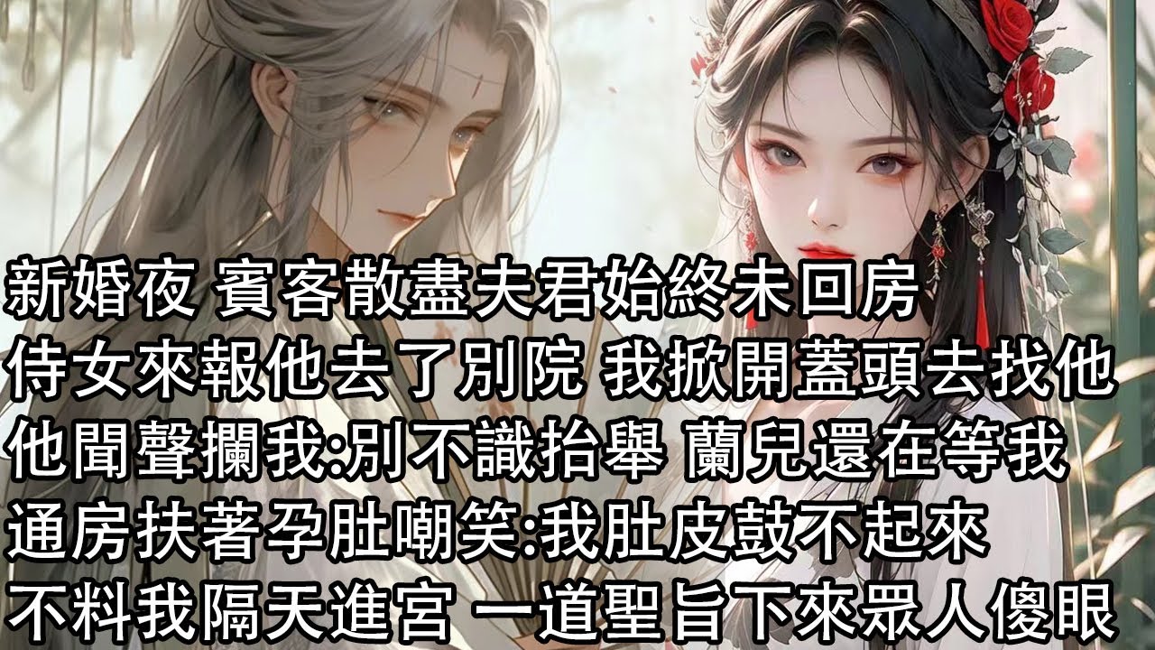 【一口氣看完】新婚夜 賓客散盡夫君始終未回房，侍女來報他去了別院 我掀開蓋頭去找他，他聞聲攔我:別不識抬舉 蘭兒還在等我，通房扶著孕肚嘲笑:我肚皮鼓不起來，不料我隔天進宮 一道聖旨下來眾人傻眼