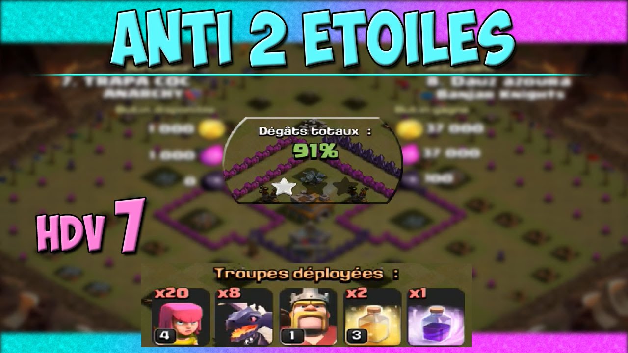 Modèle de Village HDV 7 Anti 2 Etoiles contre les Dragons! - Clash of Clans
