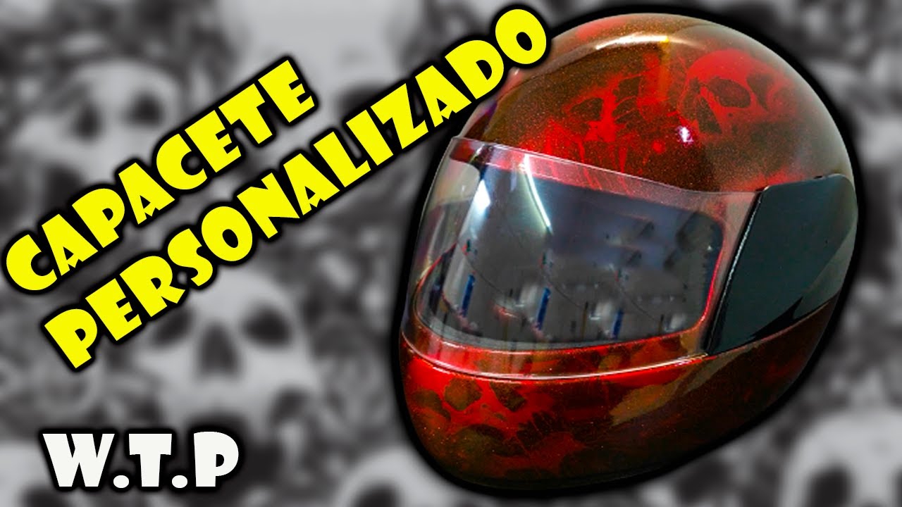 Capacete Liberty - WTP  Candy Vermelho com Metal flake - Customiza&ccedil;&atilde;o Custom 4 You