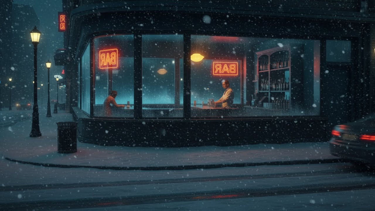 1950s Winter Jazz Ambience ❄️ Relaxing Slow Jazz & Snow Sounds for Study,  Focus, Work and Sleep