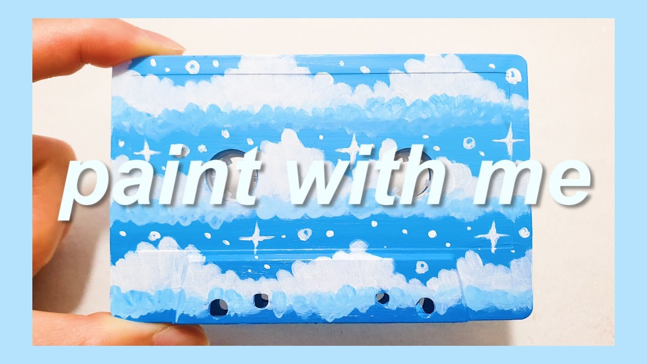 DIY Cassette Tape Acrylic Painting ☁ Clouds