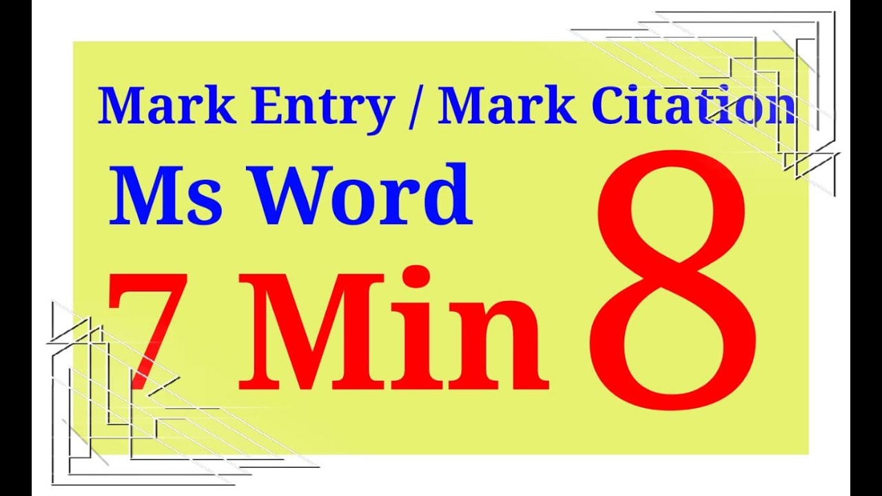 MARK ENTRY | MARK CITATION | REFRENCE TAB | MS WORD | #SAANVITECHEDU