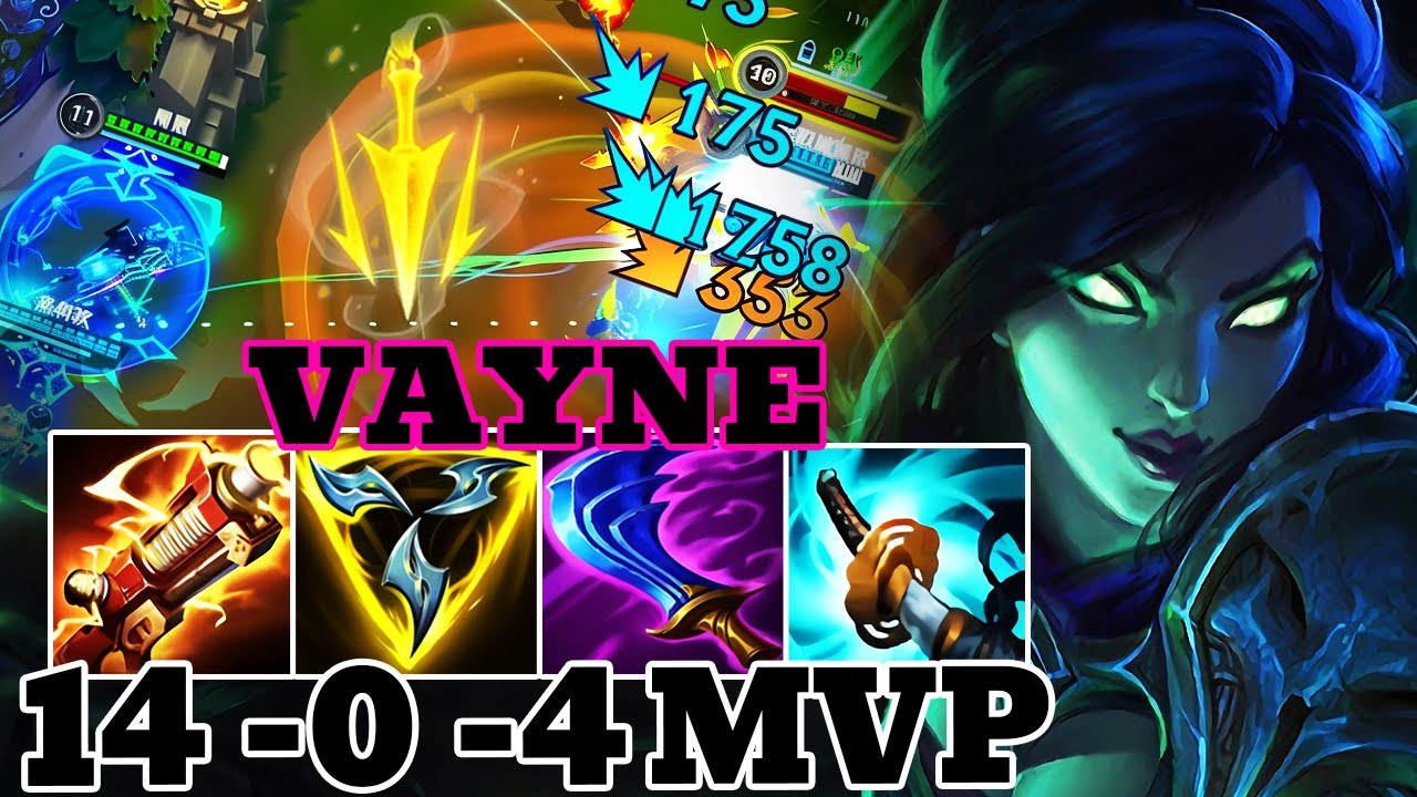 WILD RIFT VAYNE ADC GAMEPLAY | 14 -0 -4 MVP | VAYNE BUILD RUNES
