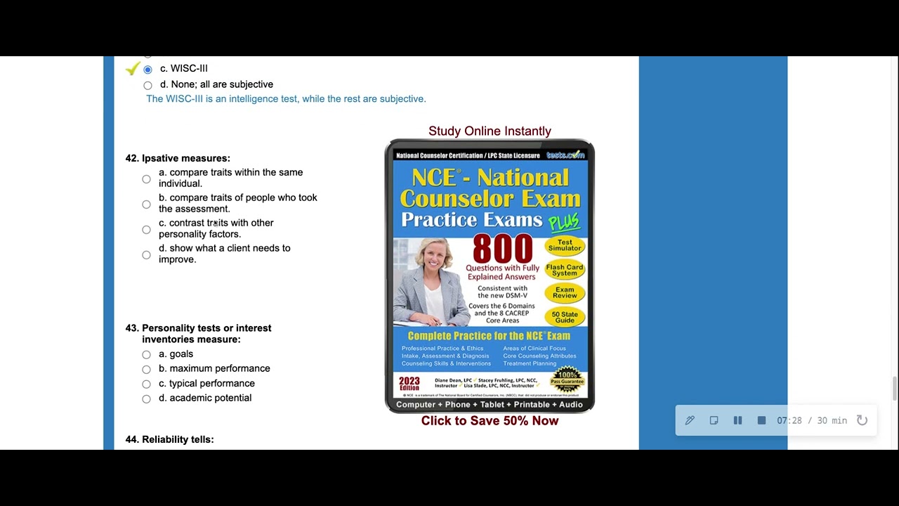 NCE/CPCE Study Session: Ethics, Research, Appraisal