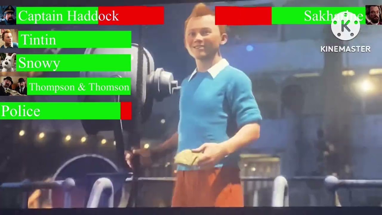 The adventures of Tintin final battle with Healthbars (stop clip video)￼￼￼
