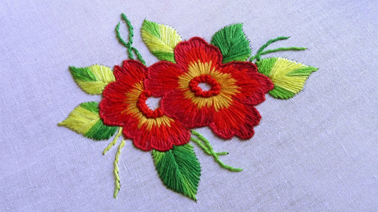 Cushion Cover Design By Long and Short Stitch with French Knot | Hand Embroidery Designs #39