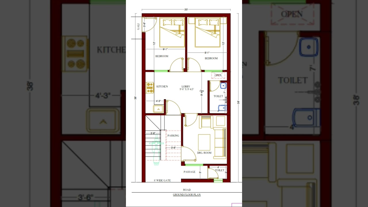 🔥🔥20*38 House Plan 📝🌱28*38 House Design🌱 #girisharchitecture #homedesign #homeplan