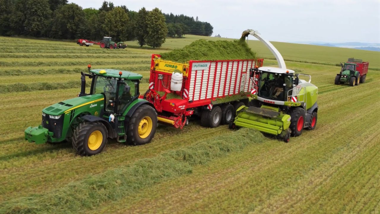 Senáže Agrospol Mladá Vožice | Claas Jaguar 850 | John Deere | Fendt | Pöttinger Jumbo | Annaburger
