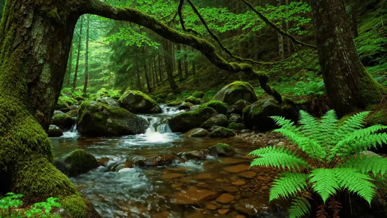 Calming Forest Ambience 🌿 Birds Singing Beautiful Stream Sounds for Deep Sleep, Study Focus,Medicine