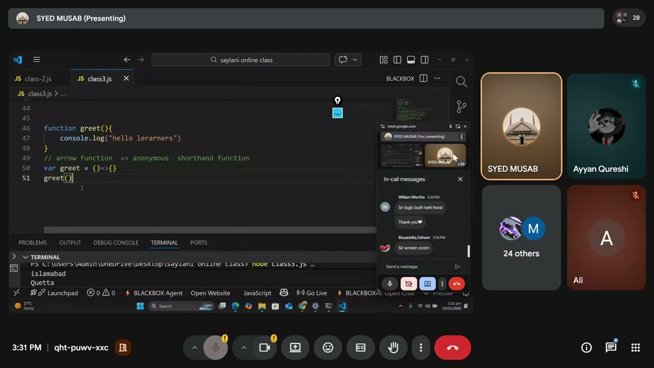 JavaScript online class 2 saylani 15-02-2026
