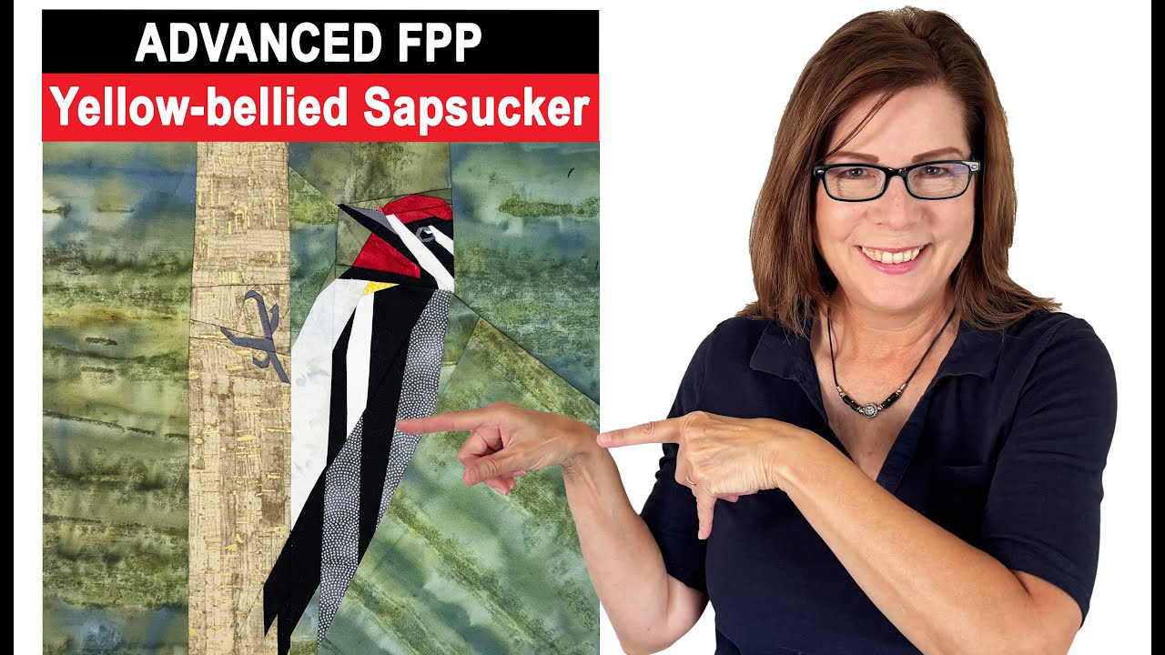 Yellow-bellied Sapsucker | ADVANCED difficulty FPP quilt block | Pattern on ETSY | Bird Quilt |