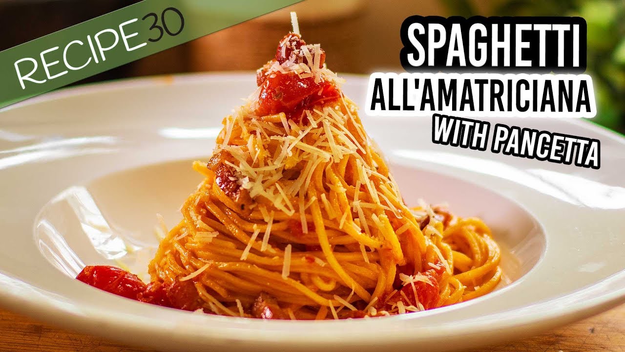 Spaghetti All' Amatriciana with Pancetta and Pecorino Cheese