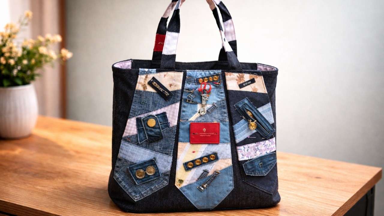 👉 DIY Handbag from Old Jeans | Hanging Collar Style