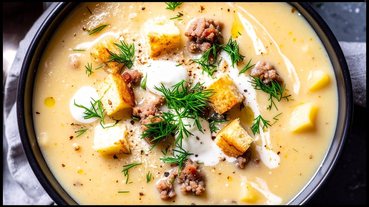 K&auml;sesahnesuppe mit Kartoffeln und Rinderhack! Billig, schnell, unglaublich lecker!