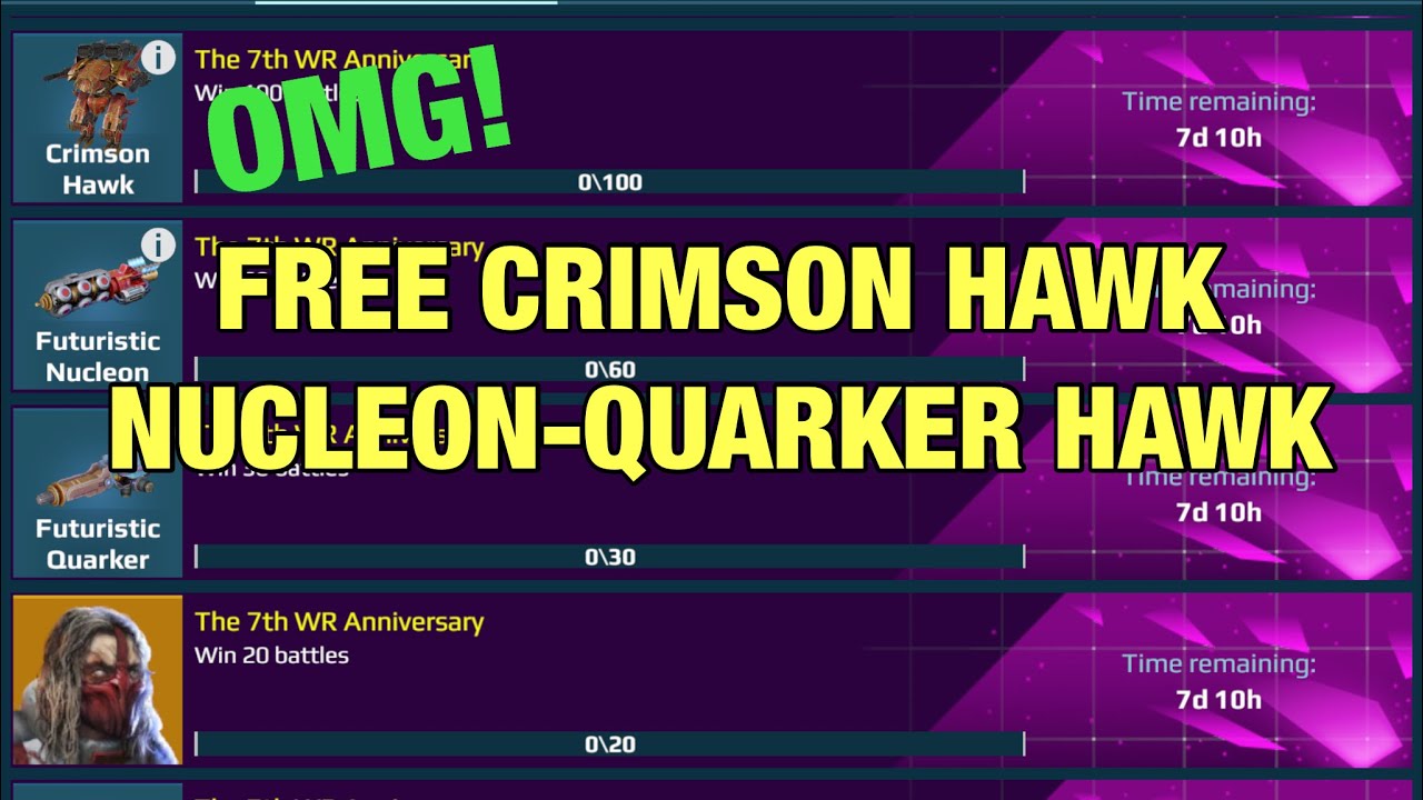 OMG FREE Crimson Hawk Futuristic Nucleon Quarker & Pilot Event Tasks + Gameplay | War Robots