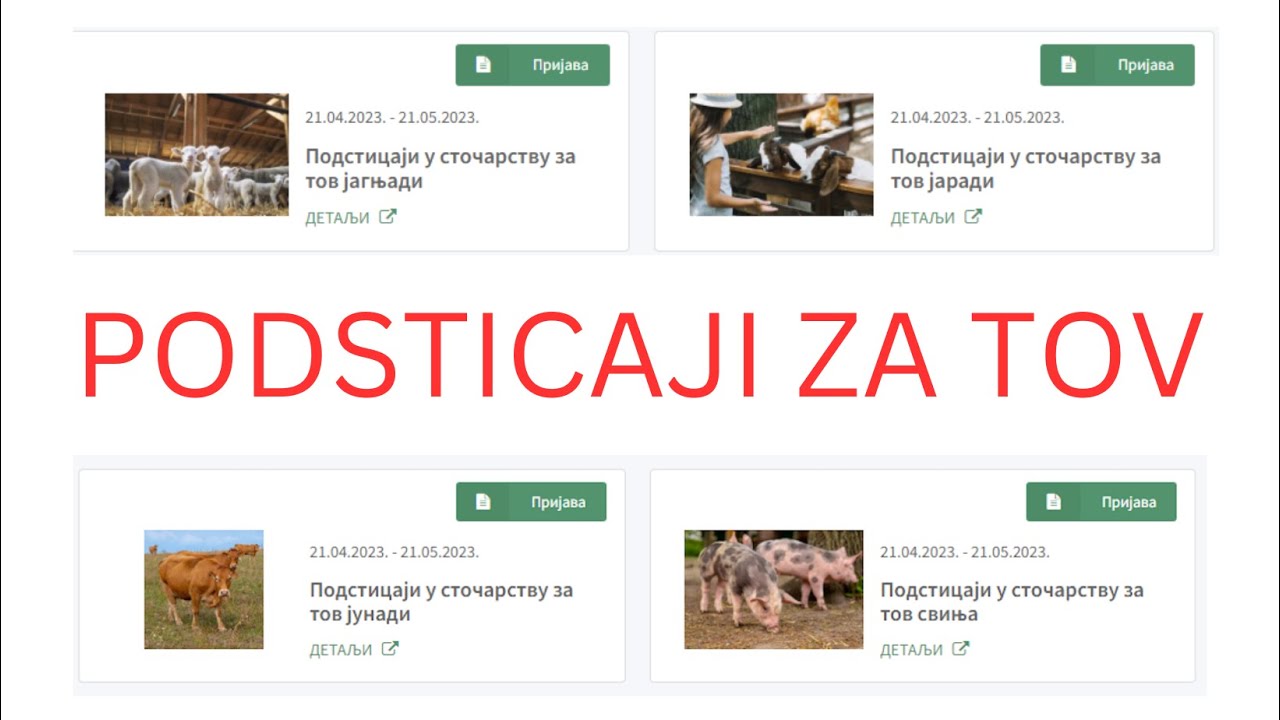 Podsticaji za tov ( svinja, junadi, jaradi, jagnjadi )
