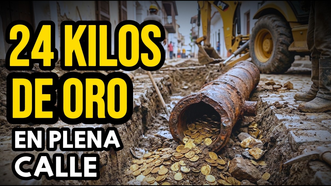 ROMPIERON LA BANQUETA Y ENCONTRARON ORO VIRREINAL,CA&Ntilde;ON ANTIGUO EMPOTRADO EN CALLE ESCONDIA TESORO.