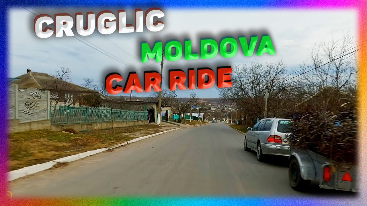 The Cruglic Village, Criuleni, Republica Moldova. Car Ride. 4K
