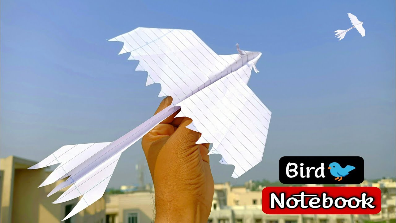how to make paper dragon, flying notebook dragon plane, new paper bird plane, long flying dragon
