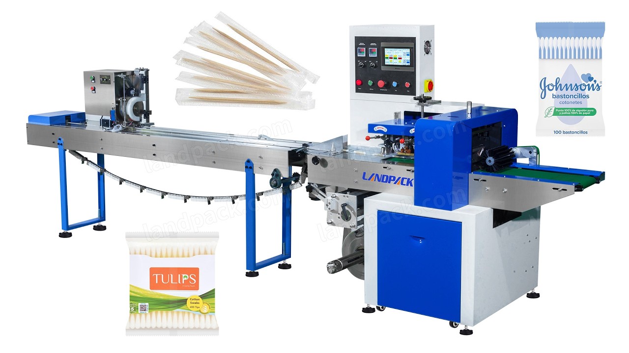 Automatic Feeding Swabs Cotton Bud Flow Counting Wrapping Packing Machine