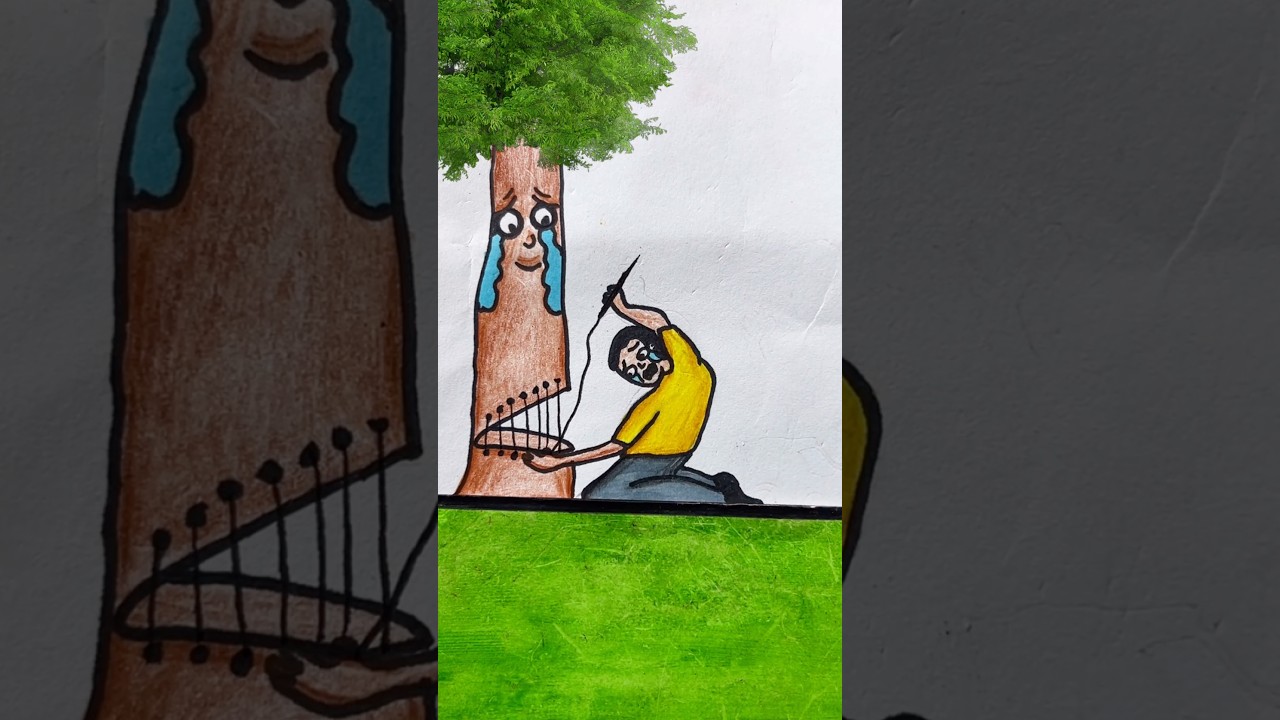 🥹&ldquo;When Love Saved the Tree &mdash; A Heartfelt Lesson for Humanity&rdquo; |  #shorts #drawing #art #savenature