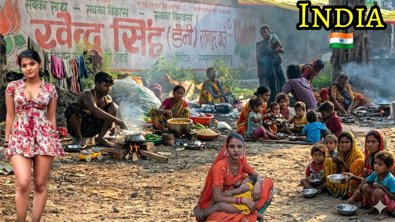 🇮🇳Even today in India, poor helpless people live on the footpaths. You will not believe this scene 