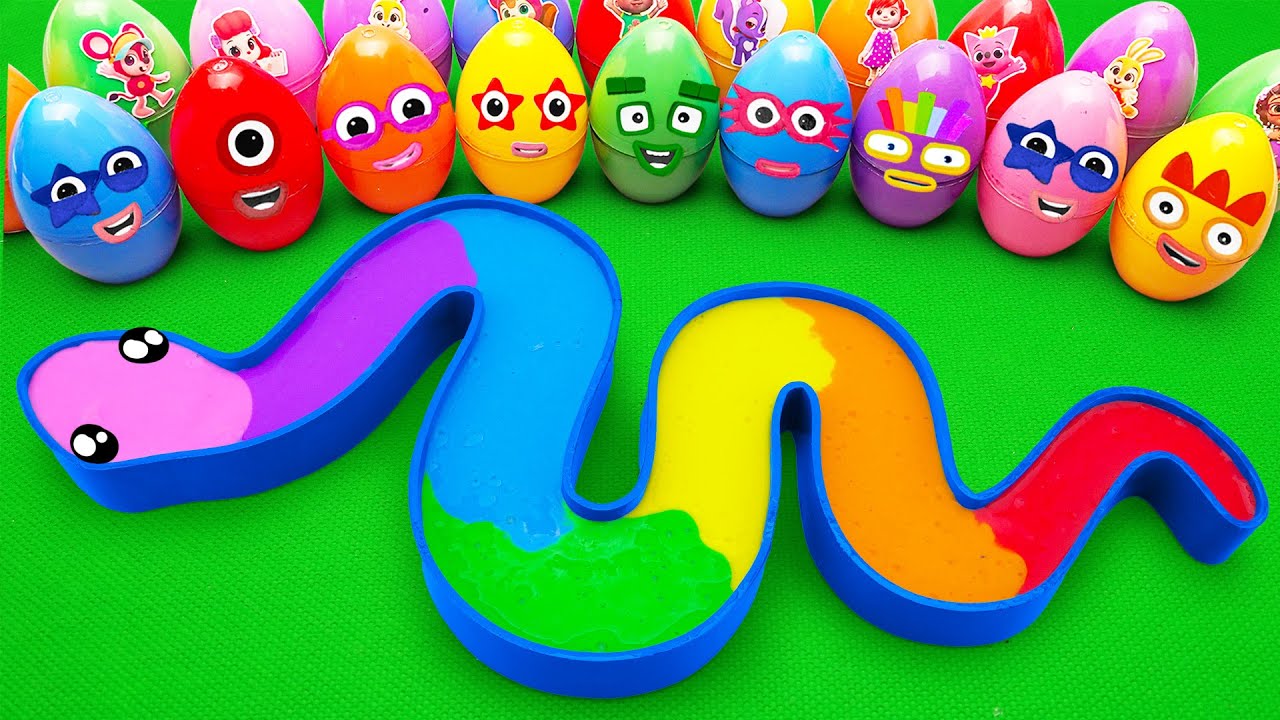 Satisfying ASMR | DIY Making Rainbow Snake Bathtub with Mixing SLIME in Rainbow Eggs CLAY Coloring