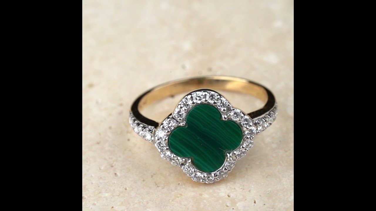 Emerald Clover Ring JWS KR561 #ring #goldband #diamond