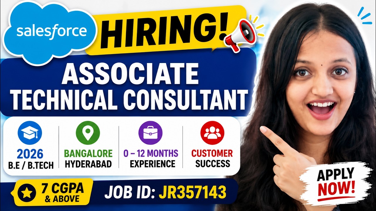 Salesforce Hiring 2026 🚨| Associate Technical Consultant| B.E/B.Tech Freshers| Bangalore & Hyderabad