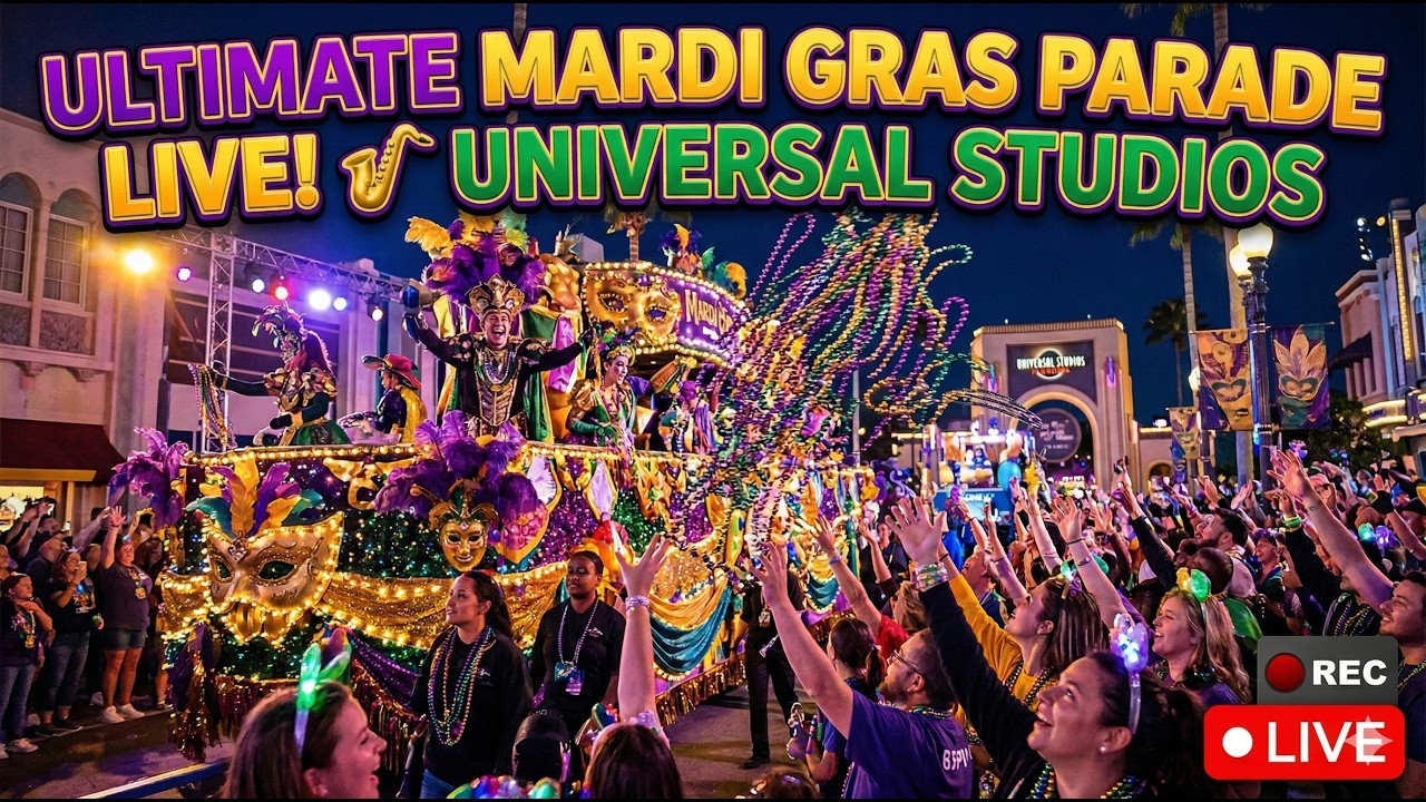 Catching ALL the Beads! 📿 Universal Studios Mardi Gras 2026 Nightly Parade