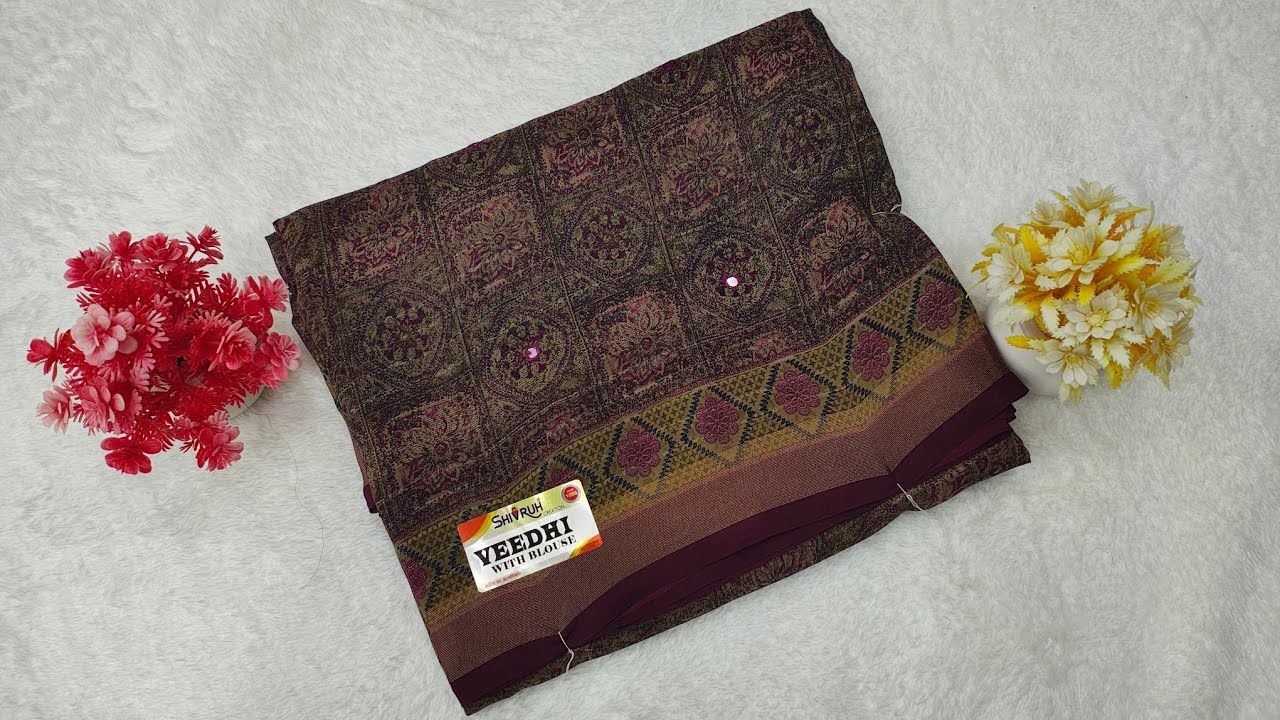 જીણી ડિઝાઇનમાં મિરર વાળી સાડી #Saree#FancySaree#DesignerSaree#IndianSaree#TraditionalLook