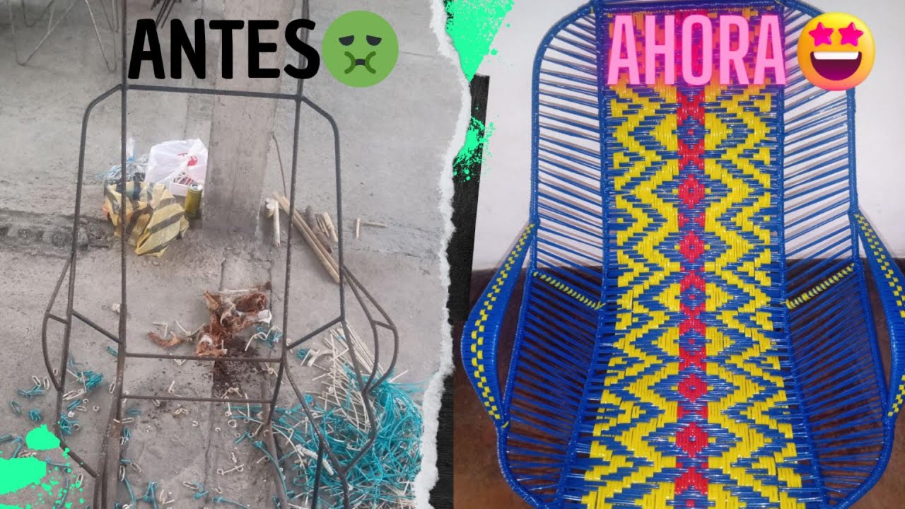 como tejer una silla de mimbre plastico PVC  paso a paso
