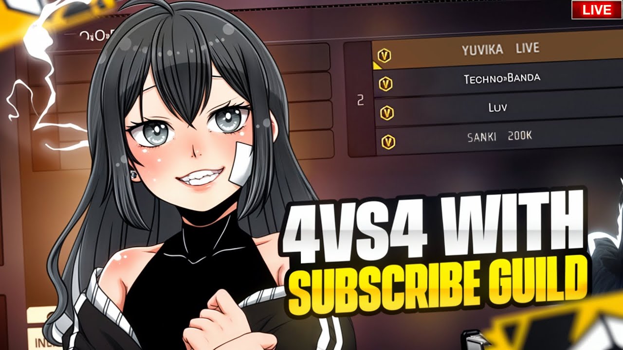 🔴 Free Fire Live Guild Test 🔥 1vs4 Hardest Fight ☠️ | Road to 50K Subscriber ! 🔥 #fflive #girllive