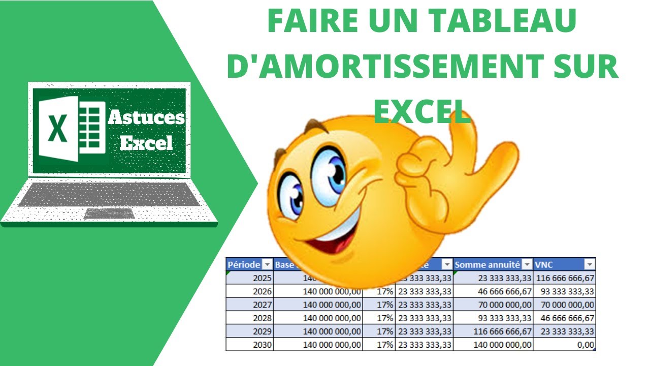 Comment faire un tableau d'amortissement automatique sur Excel