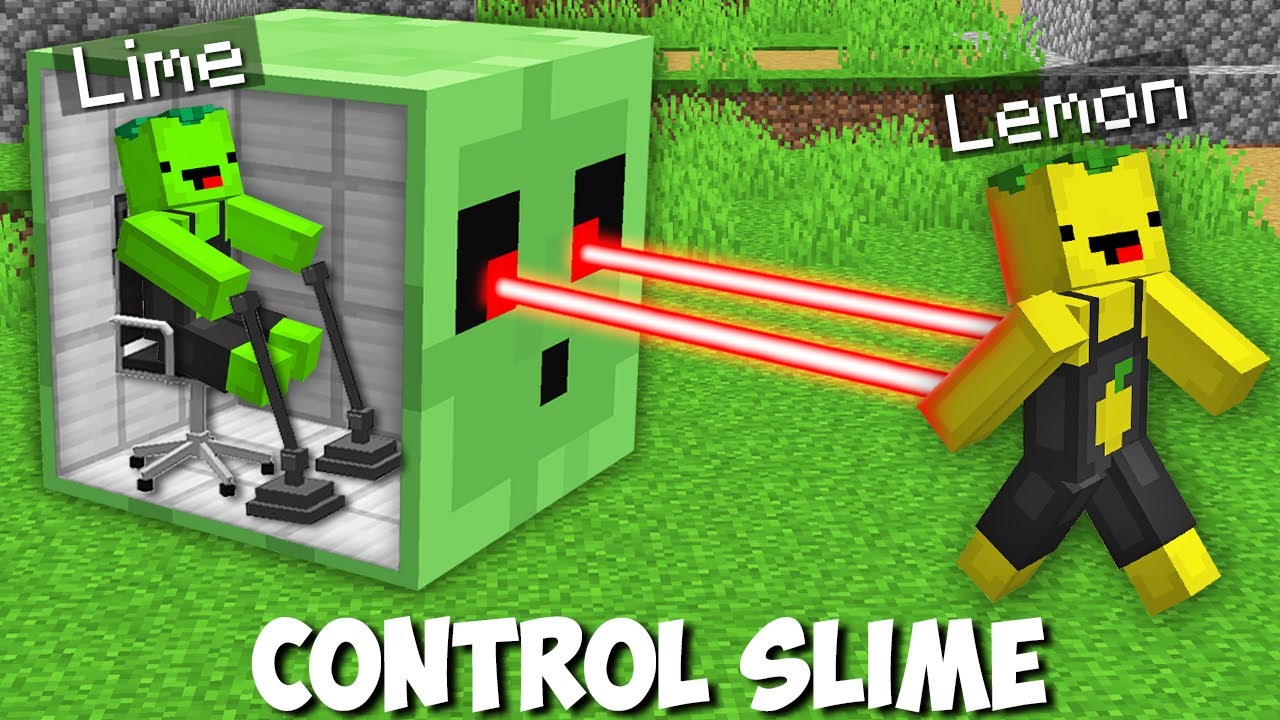How to CONTROL A SLIME TO TROLL A FRIEND in Minecraft ? LEMON VS LIME CONTROL MOB !