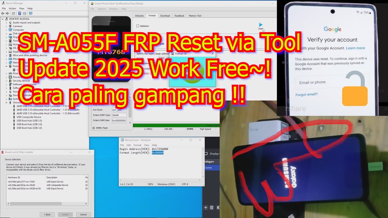Reset FRP Bypass Samsung A05 SM-A055F via PC Work