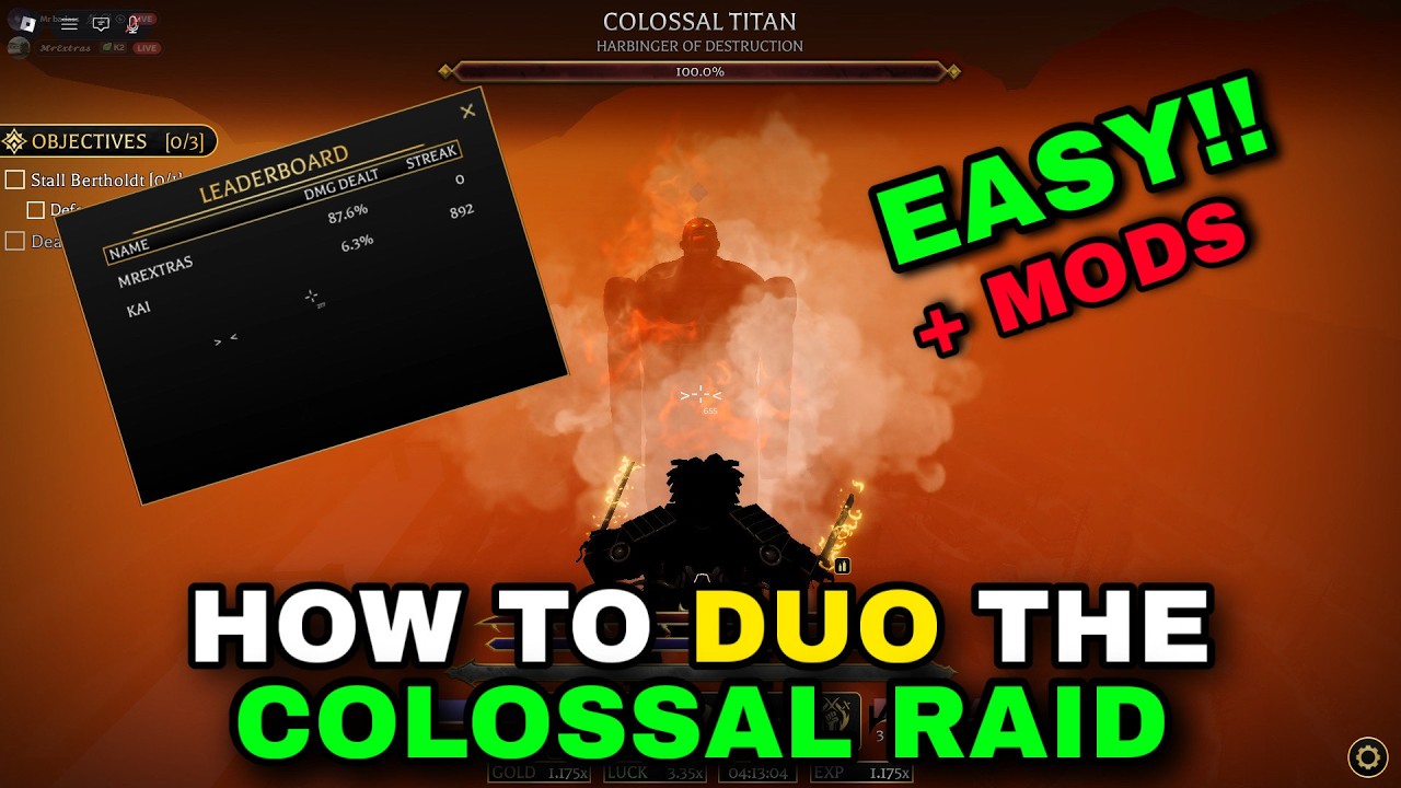 (FULL GUIDE) How To DUO The COLOSSAL RAID EASY In AOT:R || Attack On Titan Revolutions ||