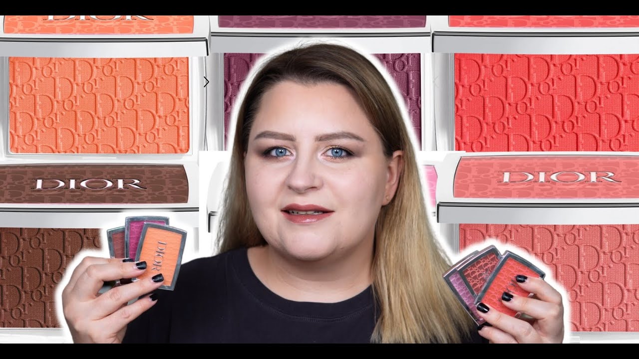 Róże Dior Rosy Glow - swatche wszystkich kolorów na policzkach 🌸