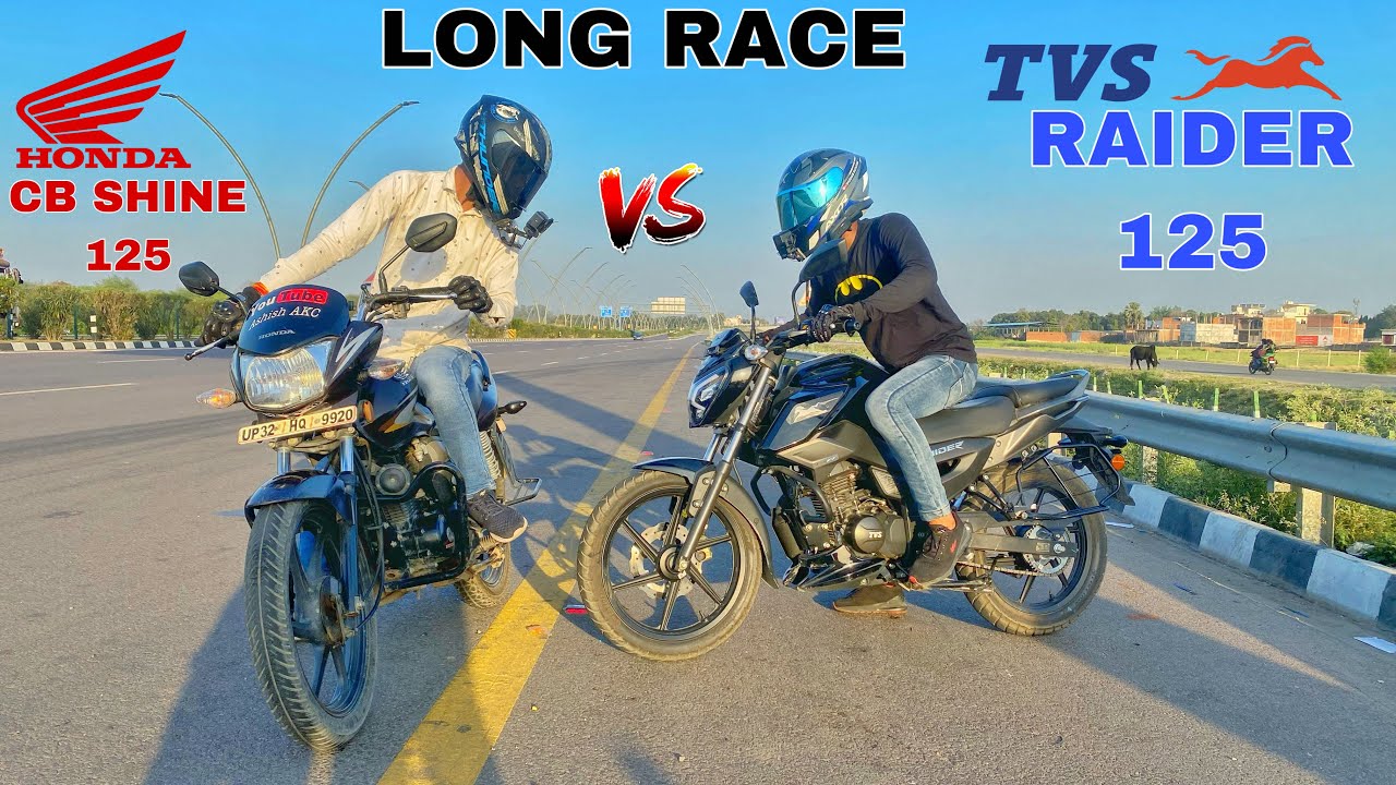 CB Shine  125cc vs TVS Raider 125 long race till their potential