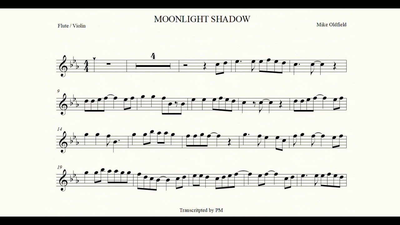 Moonlight Shadow - Play Along, Backing Track for Flute, Violin