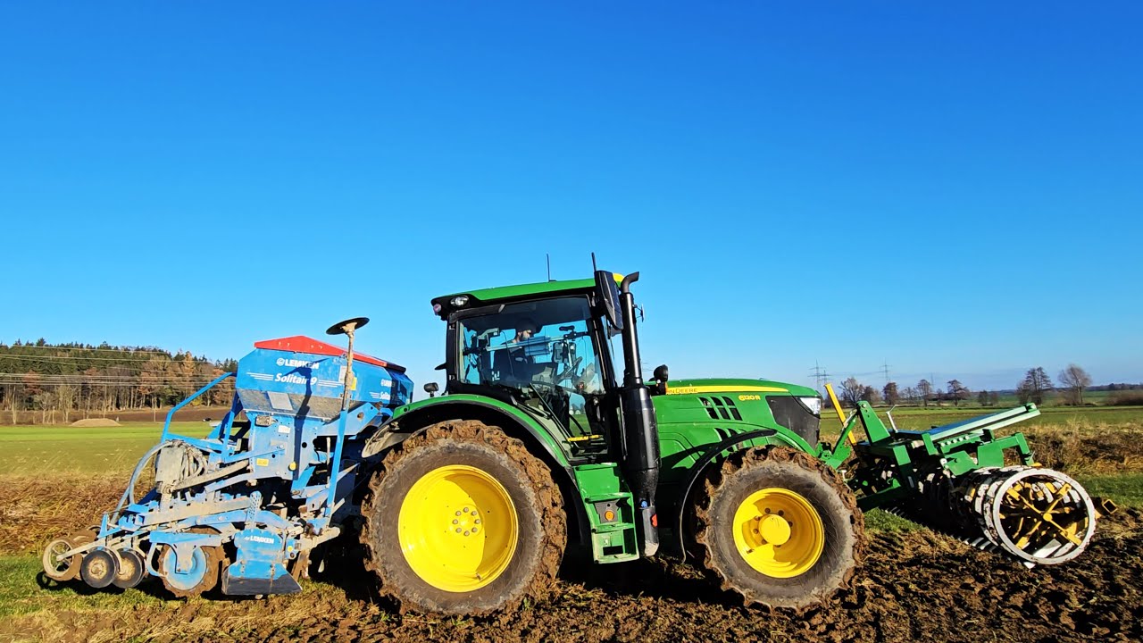 John Deere 6120 R & JCB 2155 Fastrac Teamwork Lemken Solitair 9 und Lemken 5 -Schar Juwel 7 bei Saat