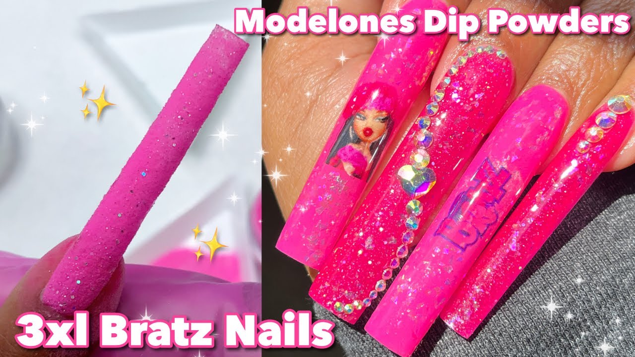 NEW MODELONES CITY BLOSSOM DIP POWDER SET! + 3XL BRATZ NAILS | Easy Dip Powder Tutorial