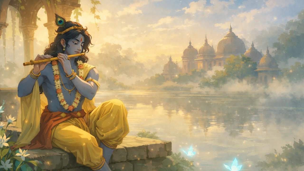 Vrindavan Vibes with Lord Krishna | 1 Hour of Peaceful 😌 Morning Chill Music Deep Calm & Relaxation