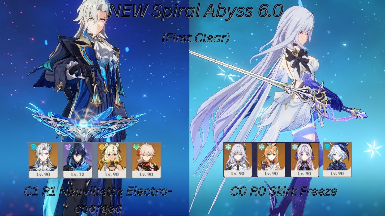 C1 R1 Neuvilllette Electro-charged & C0 R0 Skirk Freeze | NEW Spiral Abyss 6.0 | Genshin Impact