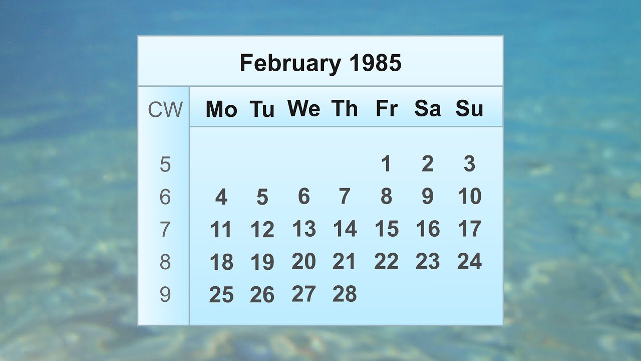 February 1985 Calendar