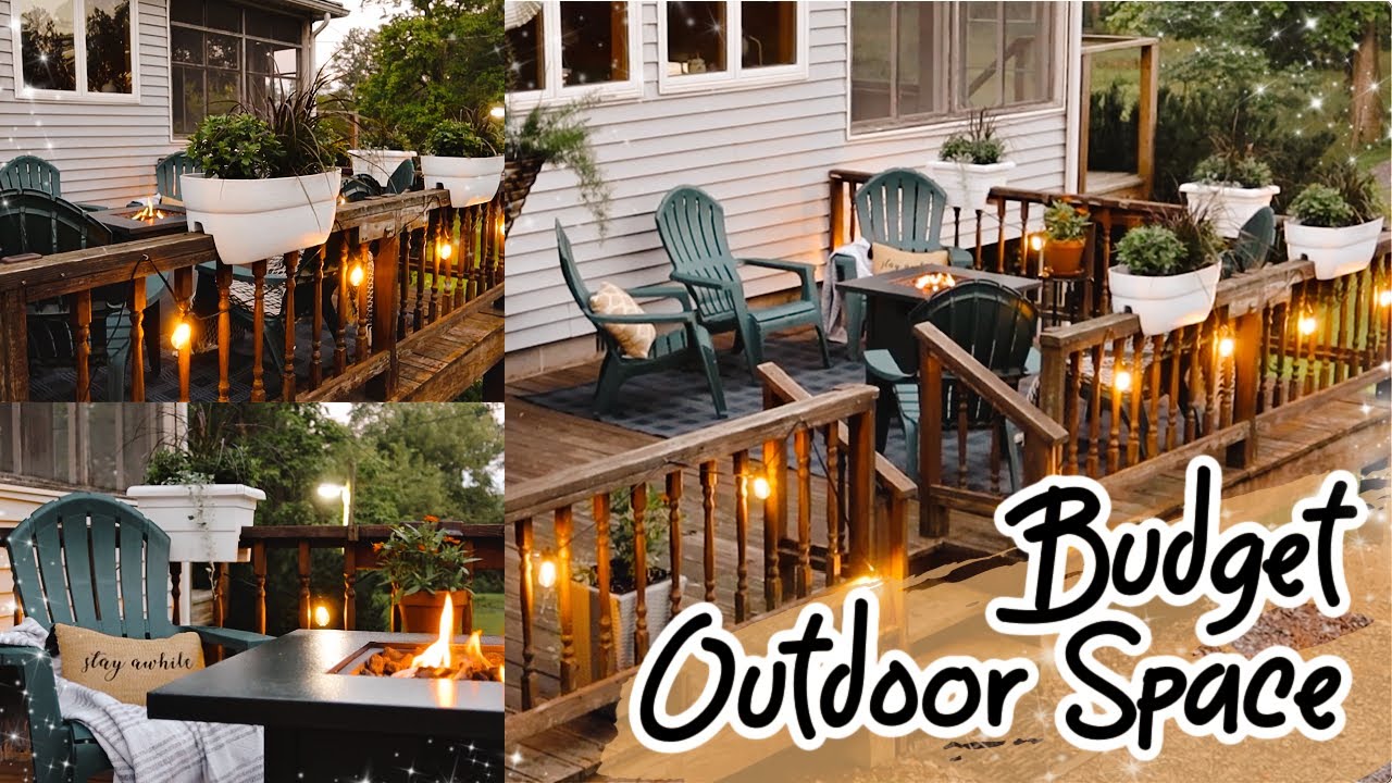 DIY Budget Porch Decor Outdoor Patio Decorate With Me | Cheap Deck Ideas | Adaline Zook