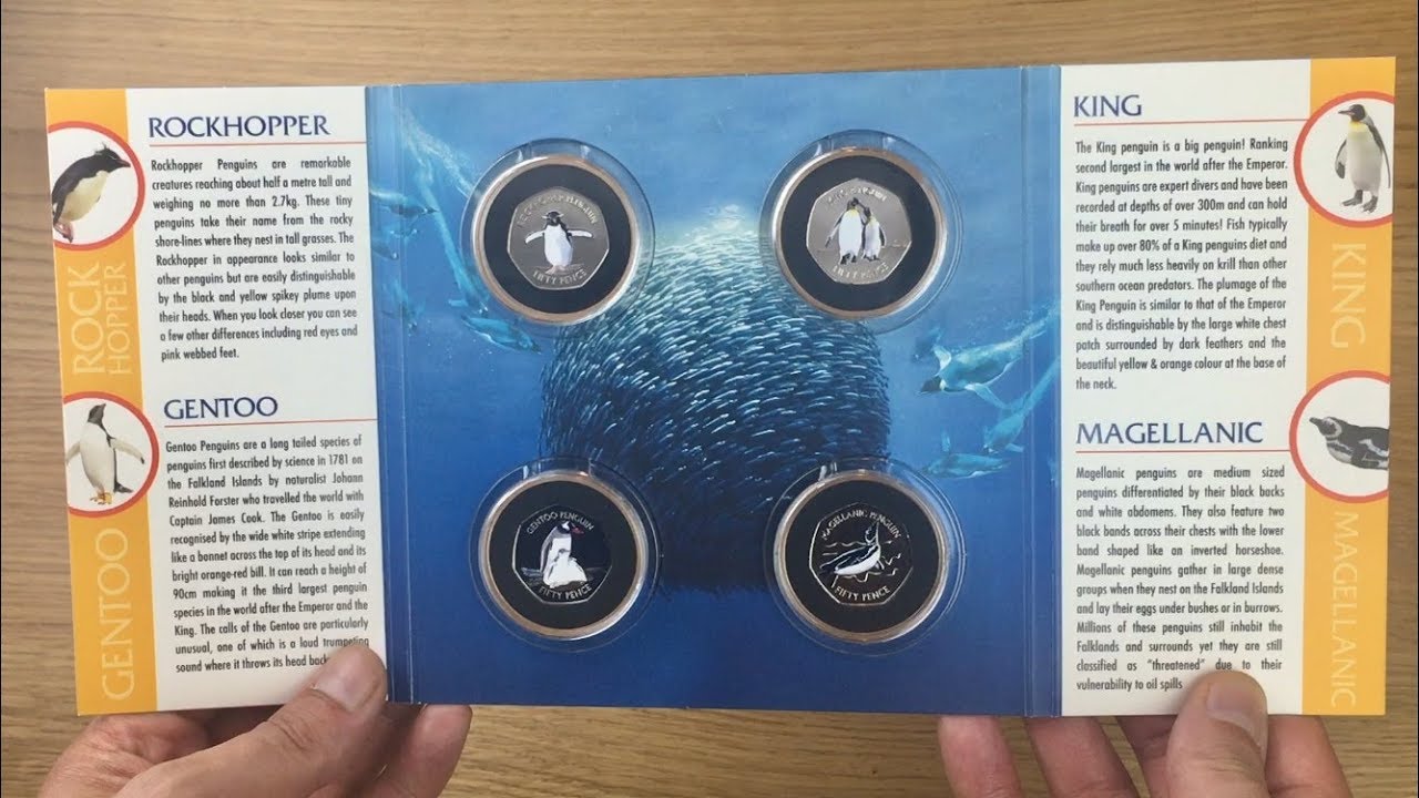 FALKLAND ISLAND PENGUIN 50p COIN SET WITH ALBUM || POBJOY MINT || 2018 VIDEO