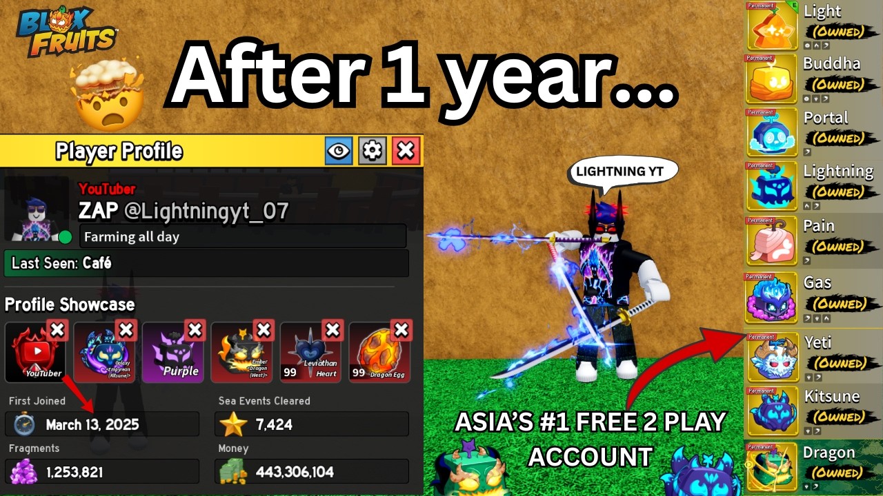 I Played Blox Fruits for 1 YEAR Without Robux… This Is What I Got 😱