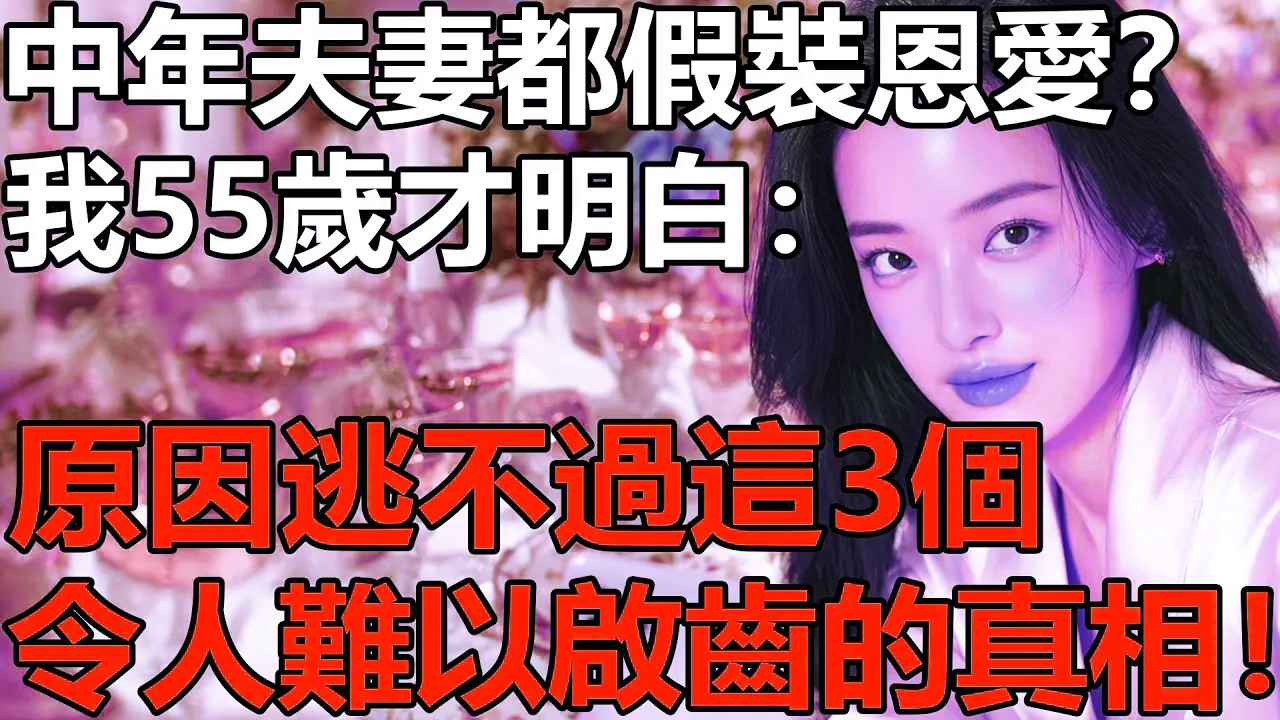 99%的中年夫妻都在「假裝恩愛」？我55歲才明白：和感情深淺無關，原因逃不過這3個！令人意外.....【養老|情感|生活|子女|老人頻道】